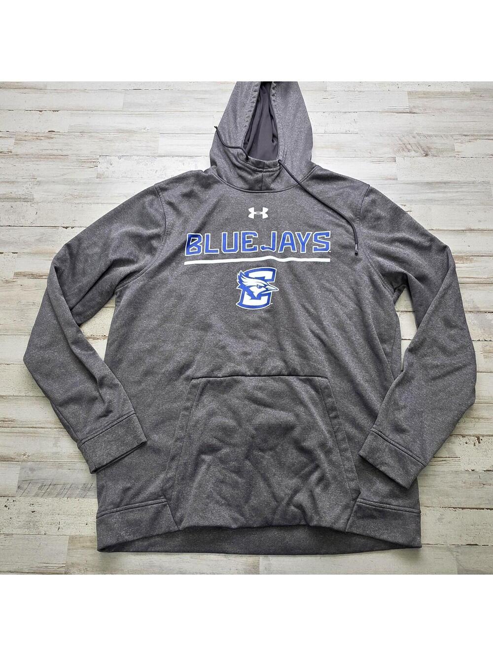 Under Armour Creighton Bluejays Gray Hoodie Sweatshirt - Men's LG